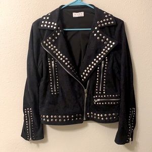 VICI black silver-stud faux suede moto jacket